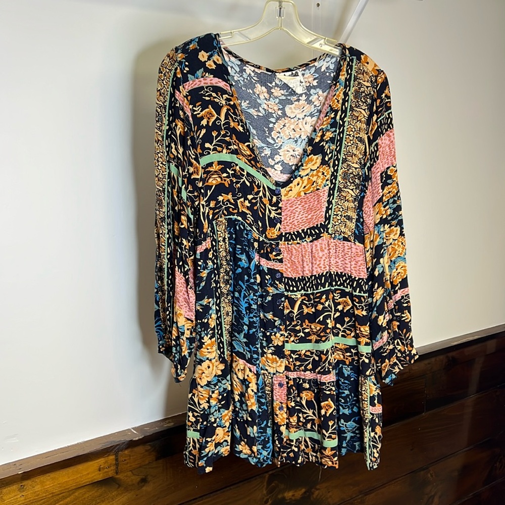 Jaase Patchwork Button Front Dress- M - image 1